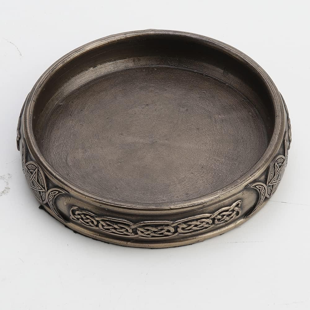 Veronese Design 1 Inch Tall Celtic Triple Moon Goddess Sigil Tray Cold Cast Bronzed Resin Sculpture Candle Holder Tealight Tray