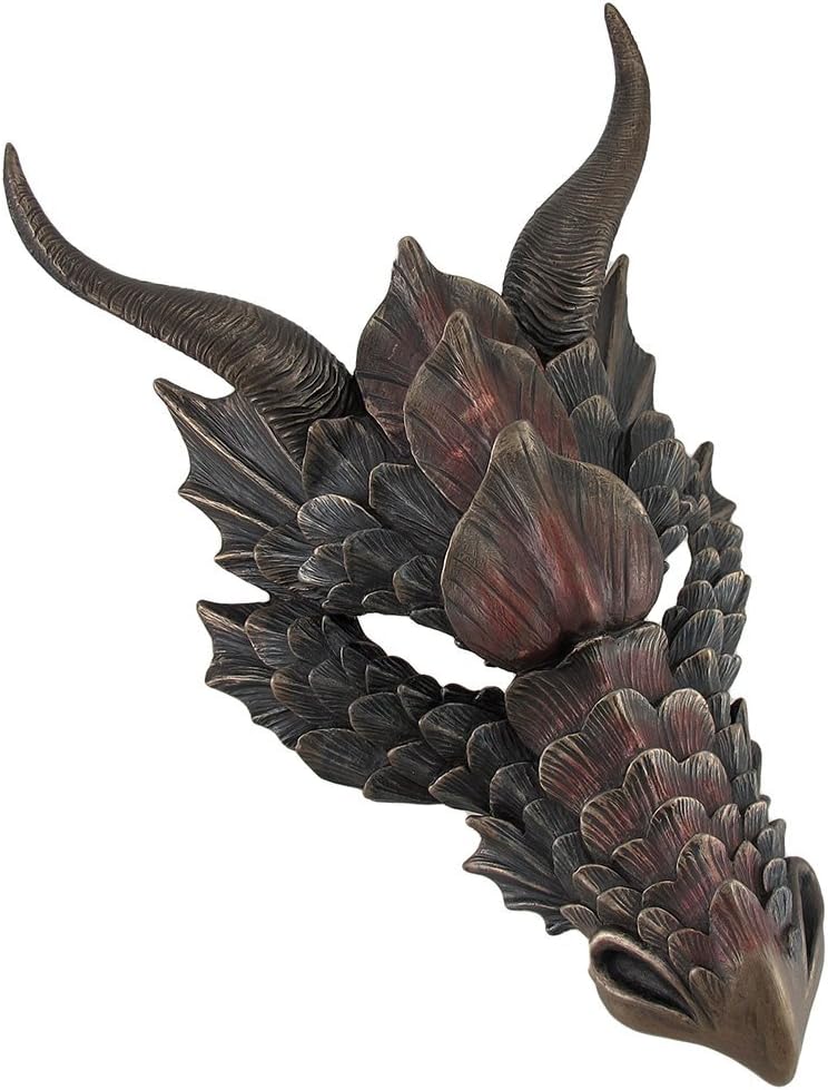 Zeckos Metallic Bronze Finish Dragon Head Wall Mask Medieval Decor