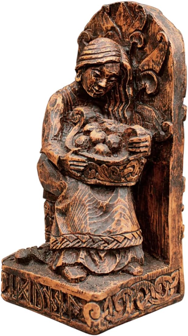 Dryad Design Norse Goddess Idunna Statue - Viking God Home Decor (Wood Finish)