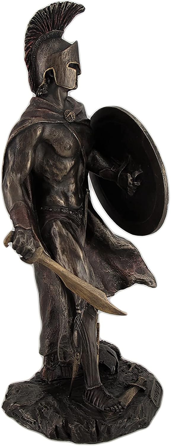 Zeckos Spartan King Leonidas with Sword and Shield Bronzed Statue - 10 Inch