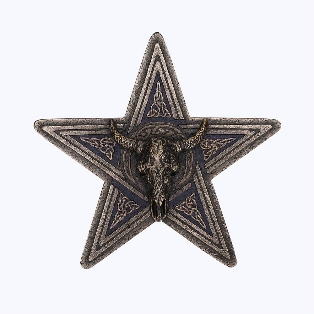 Veronese Design 2 3/4" Tall Cold Cast Resin Antique Bronze Finish Occult Cow Skull Pentagram Trinket Box Statue Container