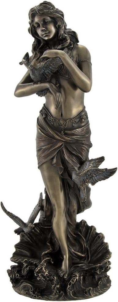 Veronese Design Bronzed Aphrodite with Doves on Scallop Shell Statue