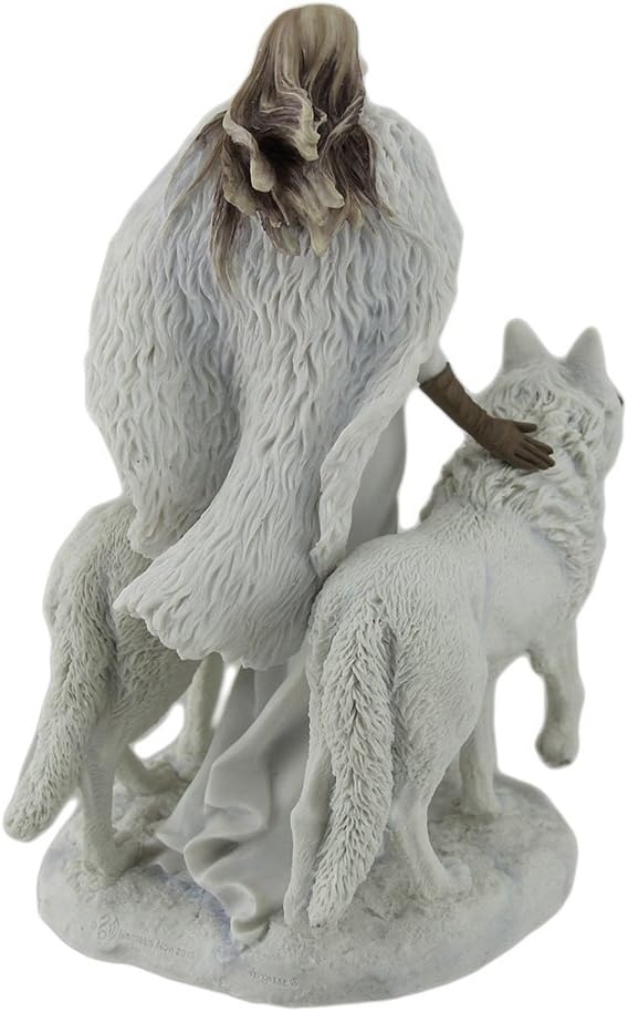 UNICORN STUDIO Winter Guardians by Anne Stokes Snow Wolves and Mistress Statue