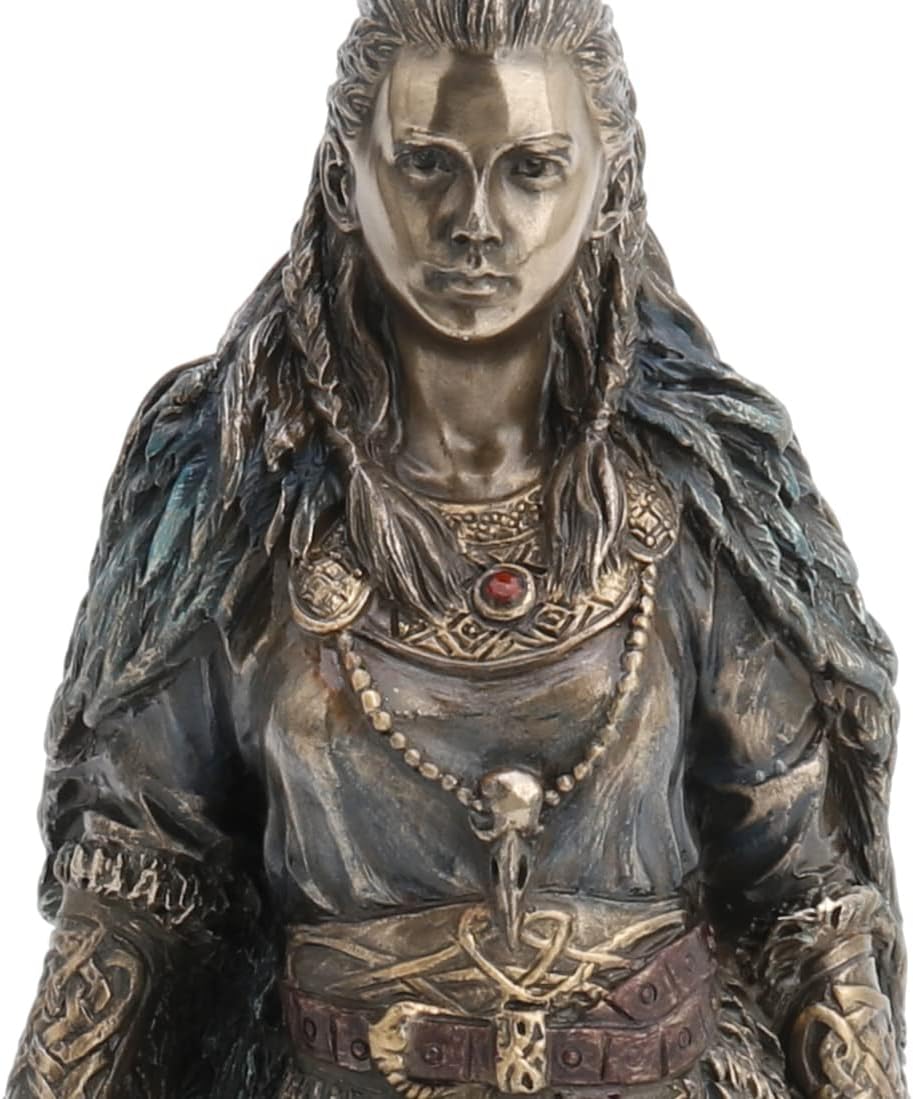 Veronese Design 8 1/4 Shield Maiden Freya Norse Goddess of Love Beauty and War Cold Cast Resin Sculpture Antique Bronze Finish Statue