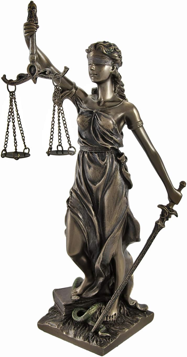 Veronese Design Bronze Finished La Justicia Greek Goddess Themis with Scales and Sword Cast Resin Statue - 8 Inches High - Capturing the Timeless Essence of Blind Justice