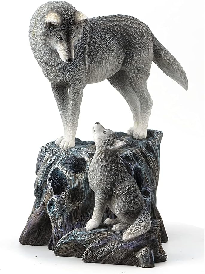 Lisa Parker Guidance Grey Wolf Mother and Child Statue