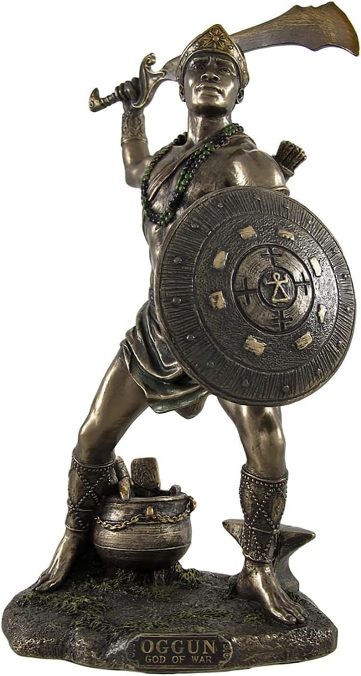 Bronzed Oggun God of War, Iron and Hunting Statue