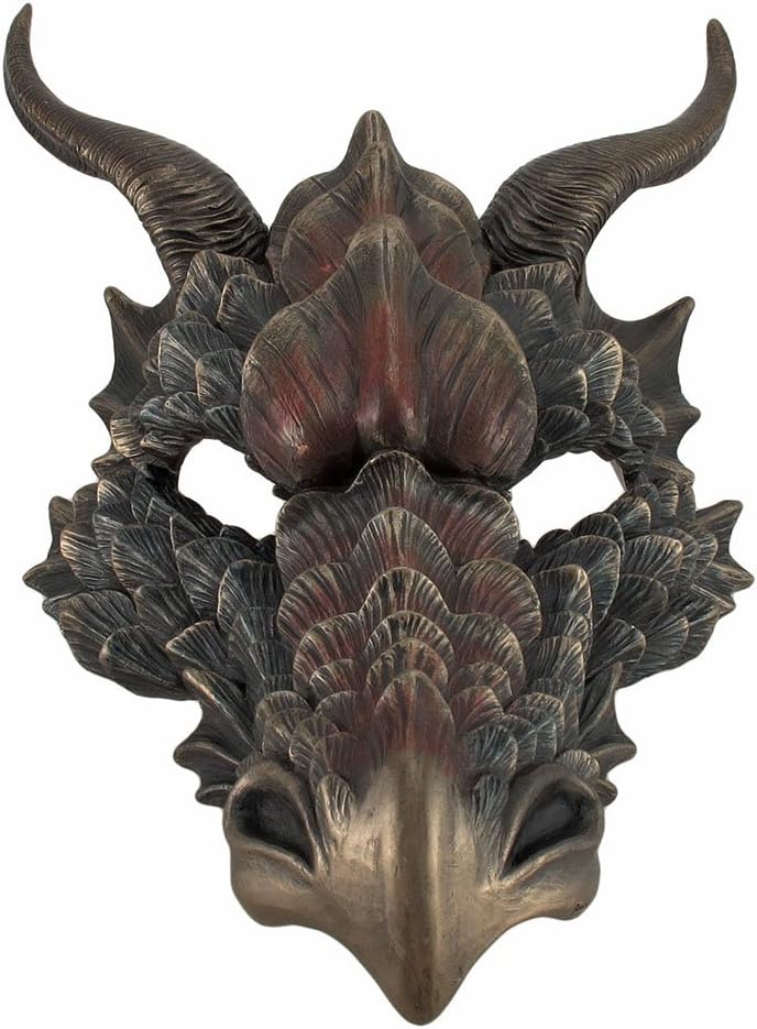 Zeckos Metallic Bronze Finish Dragon Head Wall Mask Medieval Decor
