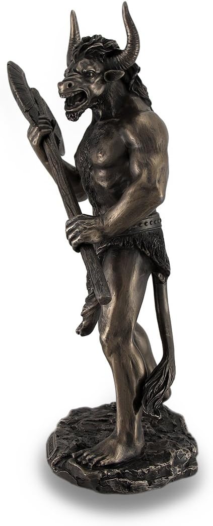 Veronese Design Bronze Finished Minotaur with Labrys Statue Greek Mythology
