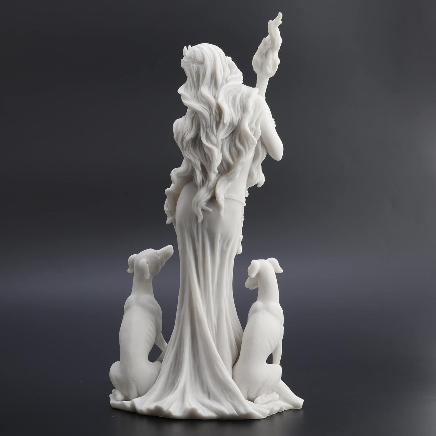 Veronese Design 13 3/8 Inch Hecate Greek Goddess of Magic with her Hounds Resin Sculpture Marble White Finish