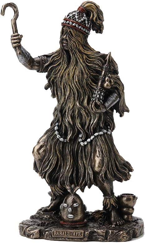 Veronese Design Bronzed Finish Babalu Aye Orisha of Health and Healing Statue 8.5 Inches Tall