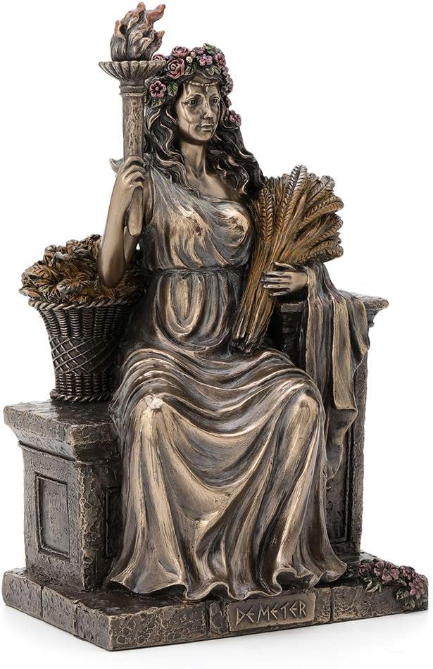 Veronese Design 9 Inch Demeter Greek Roman Goddess of Agriculture Sitting Throne Antique Bronze Finish Statue