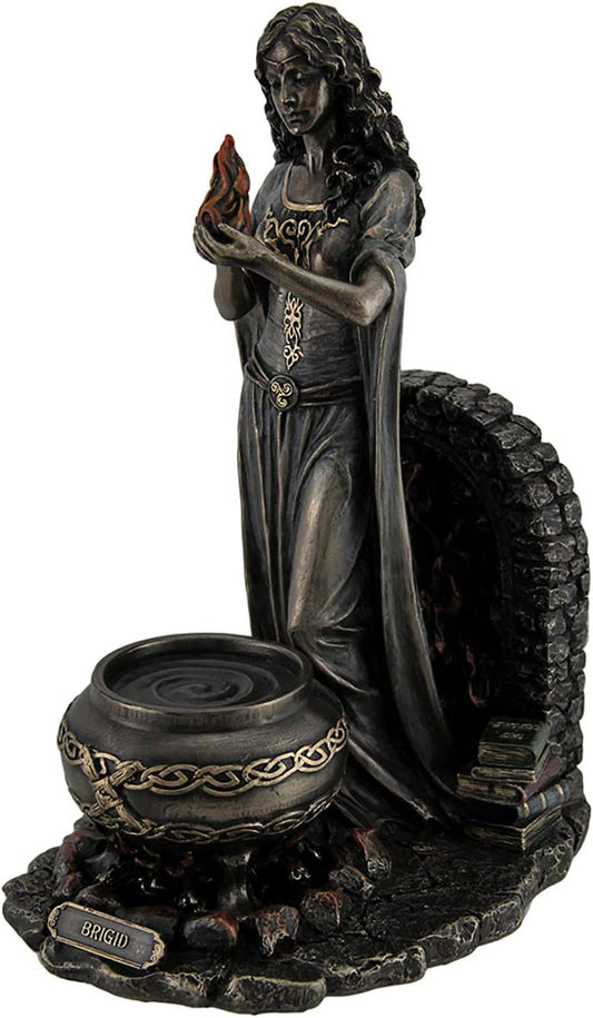 Veronese Design Brigid Goddess of Hearth & Home Standing Holding Sacred Flame Statue