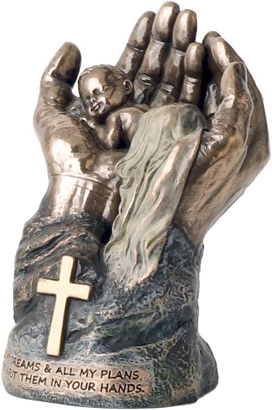 Veronese Design 4 1/2" Tall Cold Cast Resin Antique Bronze Finish Resting Baby in Lord's Hands Statue Figurine