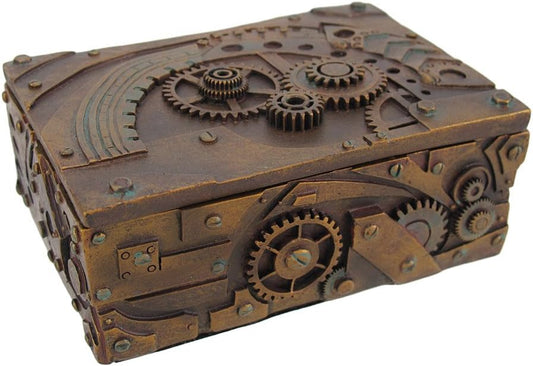 7.75 Inch Steampunk Themed Pressure Gauge Box Statue Figurine