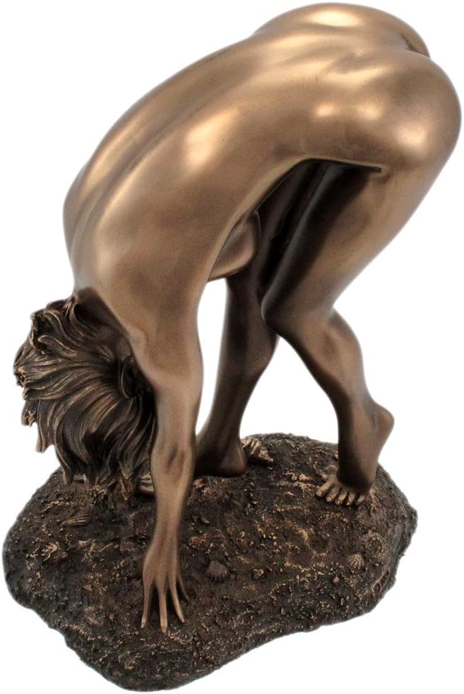 Bronzed Finish Nude Woman Bent Over Pose Statue Erotic Art