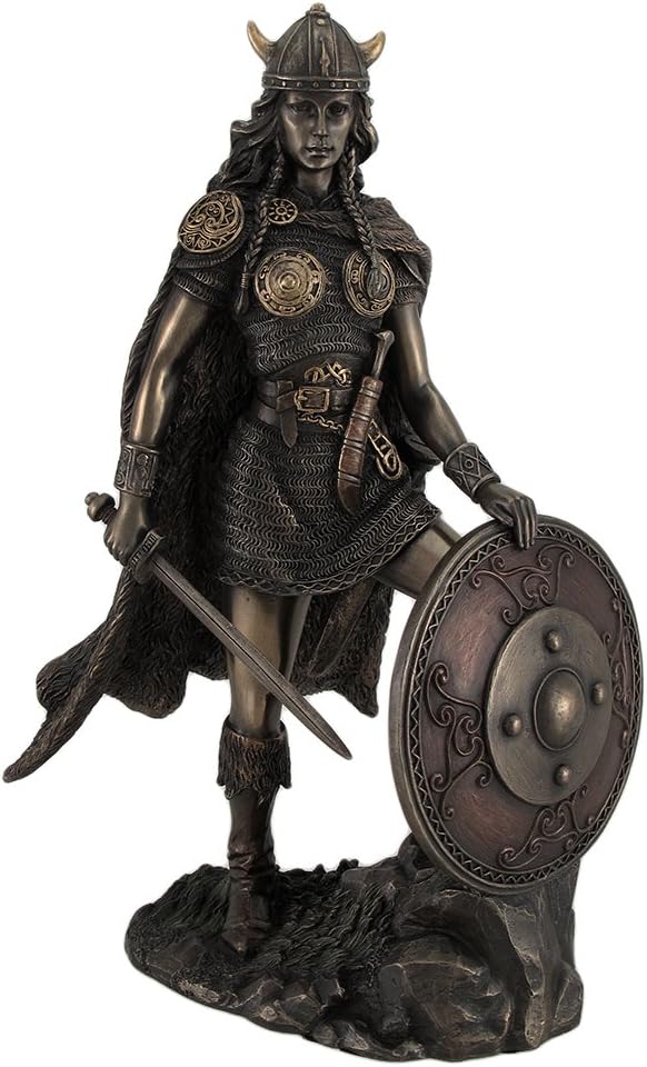 Veronese Design Viking Shieldmaiden Bronze Finished Statue Norse Mythology