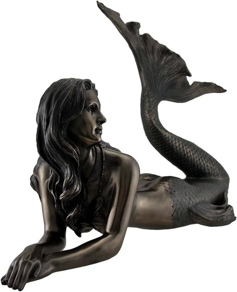 Veronese Large Bronze Finish Mermaid Statue 25 Inches Long