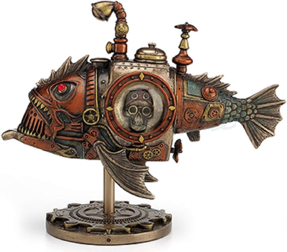 VERONESE 8.5" Steampunk Submarine Melanocetus - Unus Anglerfish Statue Sculpture Figure