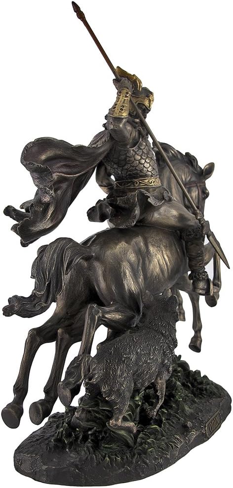 Veronese Design 12 5/8" Tall Norse God Odin Riding Sleipnir Followed by Wolf Cast Resin Statue Bronze Finish