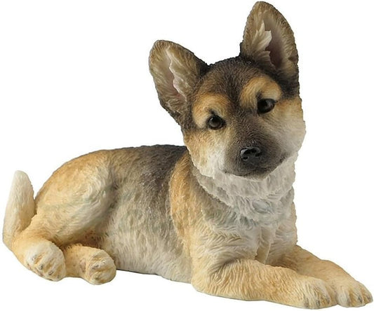 Veronese Design 4 1/2 Inch German Shepherd Puppy Sitting Tilted Head Resin Animal Sculpture