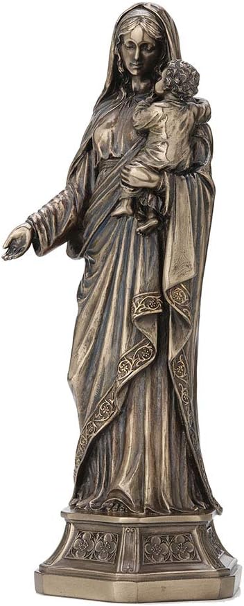 Veronese Design 11.5 Inch Holy Mother Mary Holding Infant Jesus Antique Bronze Finish Sculpture Religious Figurine