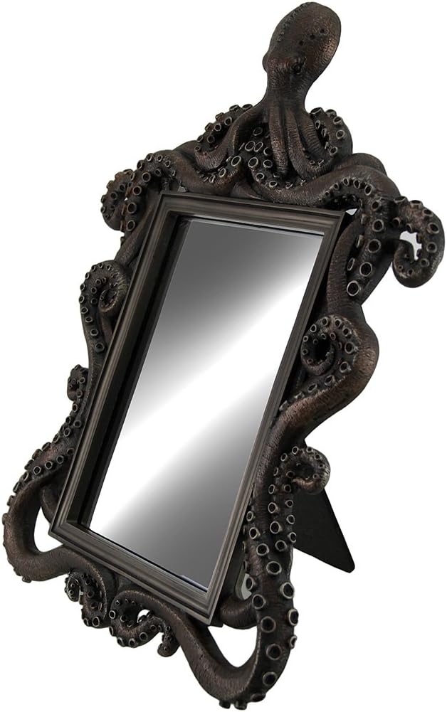 Coastal Reflections Decorative Octopus Framed Bronze Finish Table Mirror