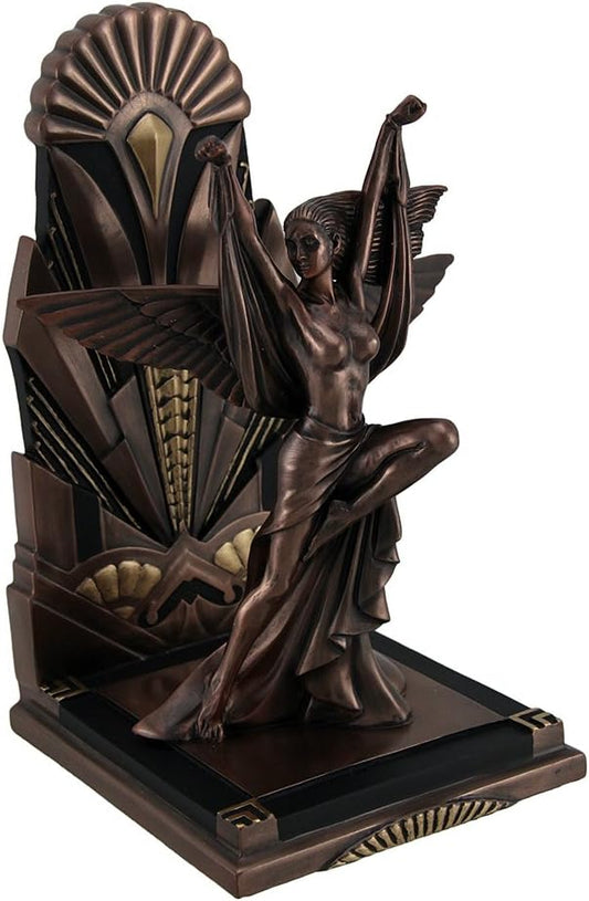 The Winged Woman Metallic Copper Finish Art Deco Single Bookend Statue