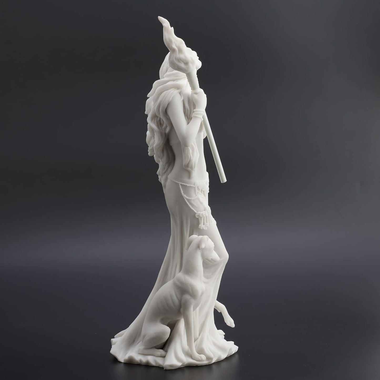 Veronese Design 13 3/8 Inch Hecate Greek Goddess of Magic with her Hounds Resin Sculpture Marble White Finish