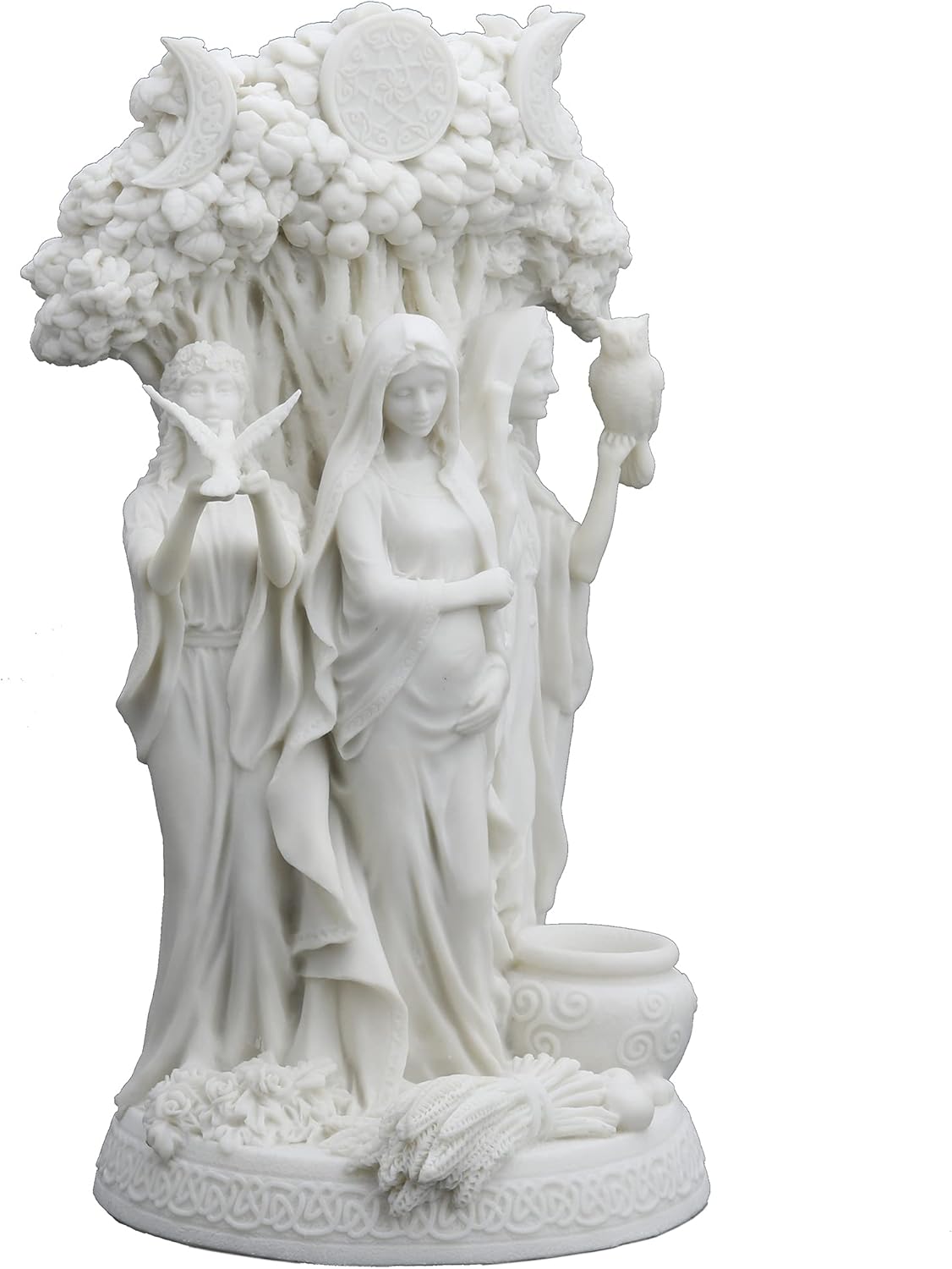 10.5" Tall Danu Irish Triple Goddess of The Tuatha De Danann Resin Statue White Finish Statue