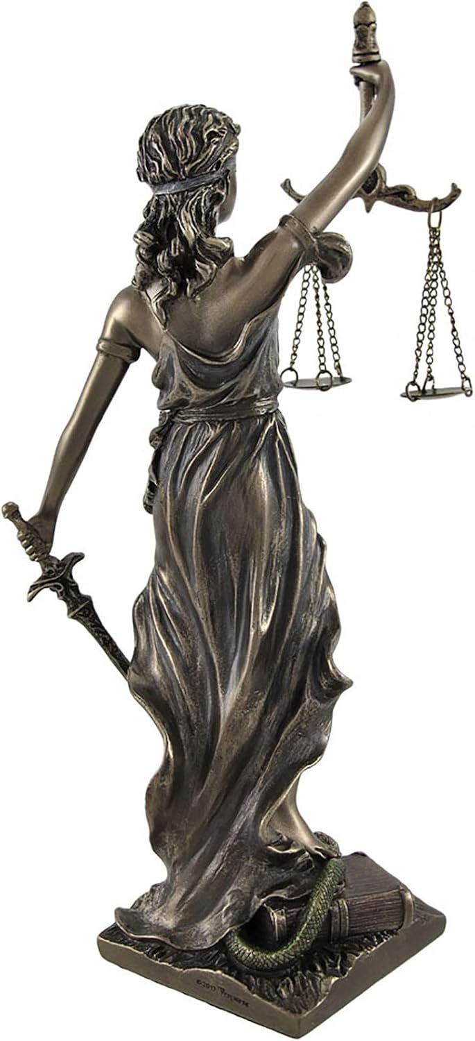 Veronese Design Bronze Finished La Justicia Greek Goddess Themis with Scales and Sword Cast Resin Statue - 8 Inches High - Capturing the Timeless Essence of Blind Justice