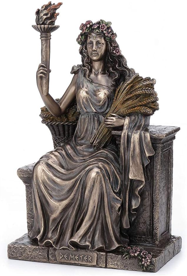 Veronese Design 9 Inch Demeter Greek Roman Goddess of Agriculture Sitting Throne Antique Bronze Finish Statue