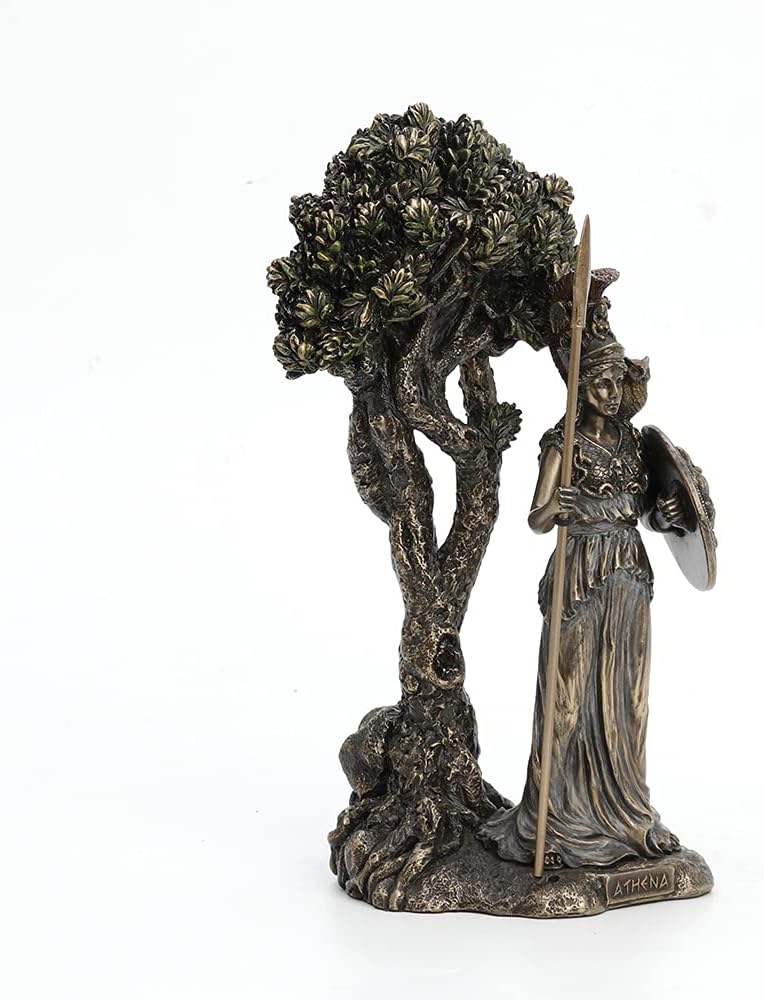 Veronese Design Greek Goddess Athena Under Olive Tree Bronze Finish Statue