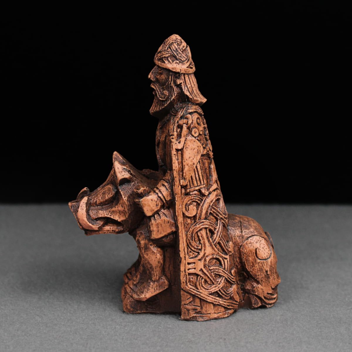 Dryad Design Freyr Figurine Norse God of Fertility and Prosperity Statue - Viking Pagan Home Altar Decor (Wood Finish)