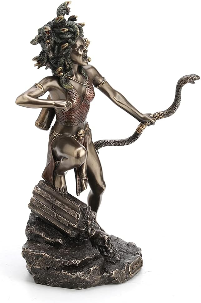 Veronese Design 8 1/2 Inch Tall Bipedal Huntress Medusa Archary Stance Bow and Arrow Greek Gods Statue Home Decor Collectibles