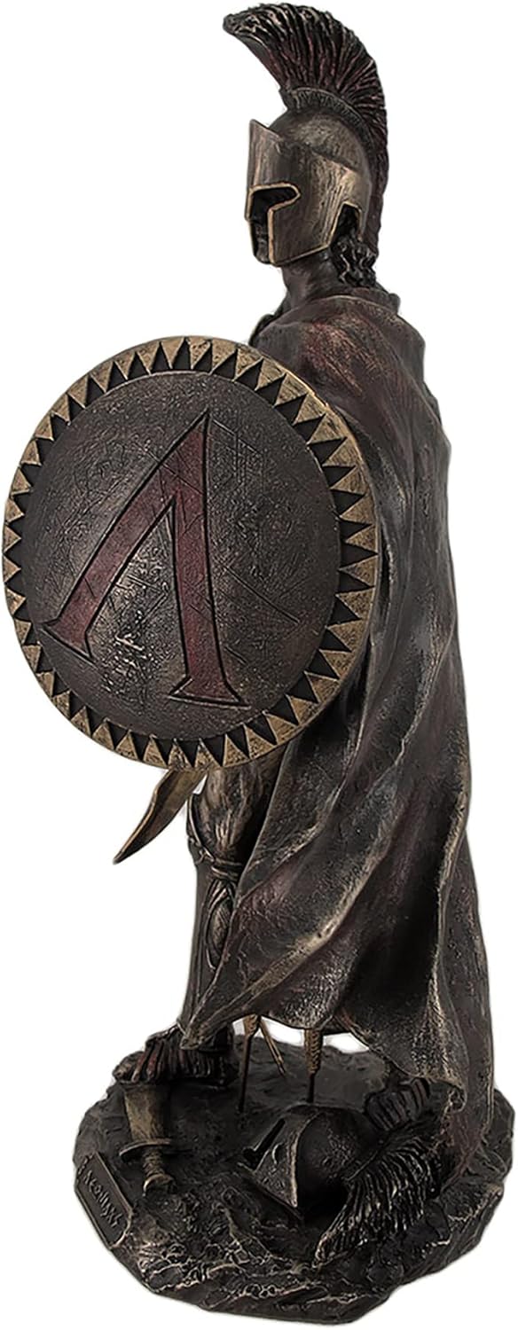 Zeckos Spartan King Leonidas with Sword and Shield Bronzed Statue - 10 Inch