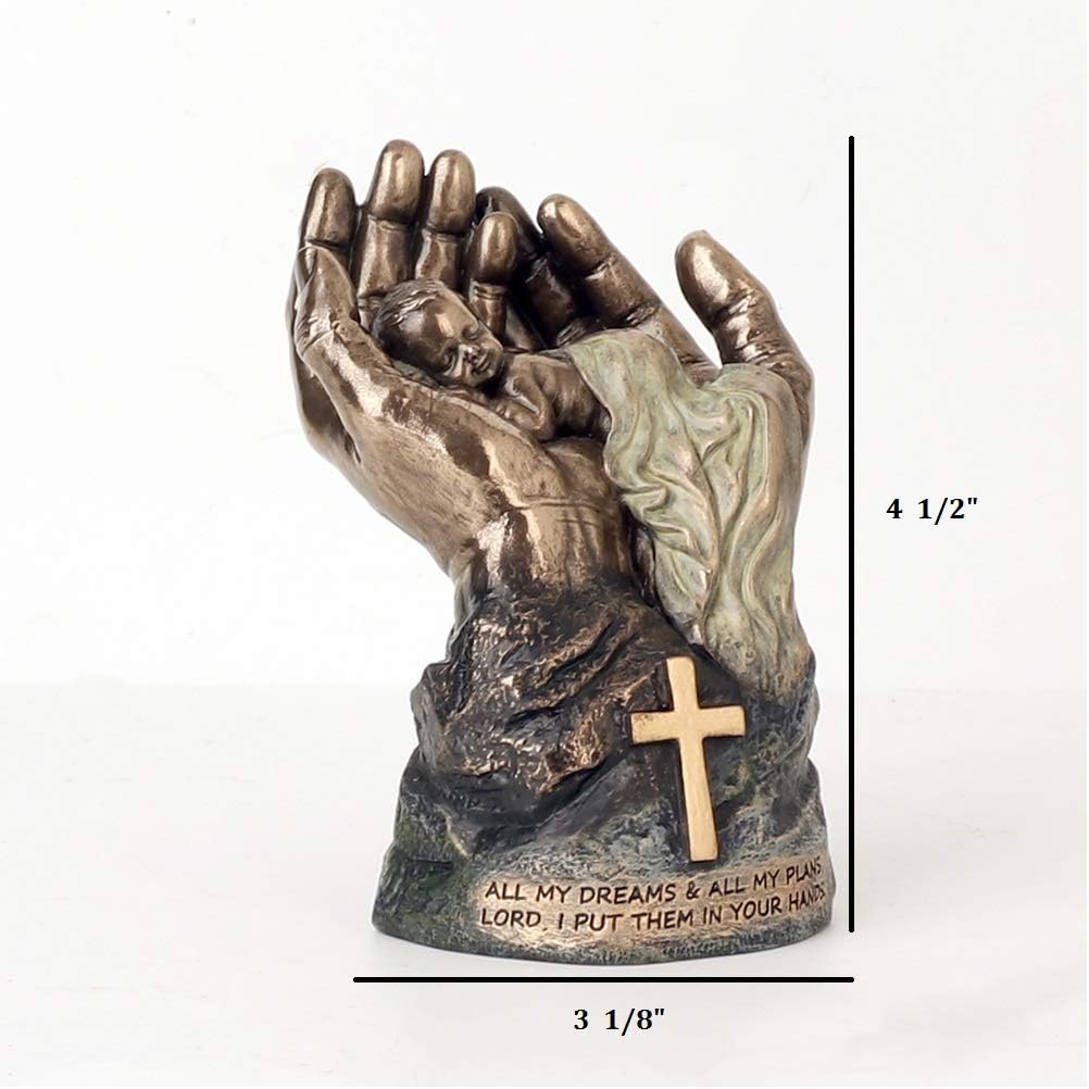 Veronese Design 4 1/2" Tall Cold Cast Resin Antique Bronze Finish Resting Baby in Lord's Hands Statue Figurine