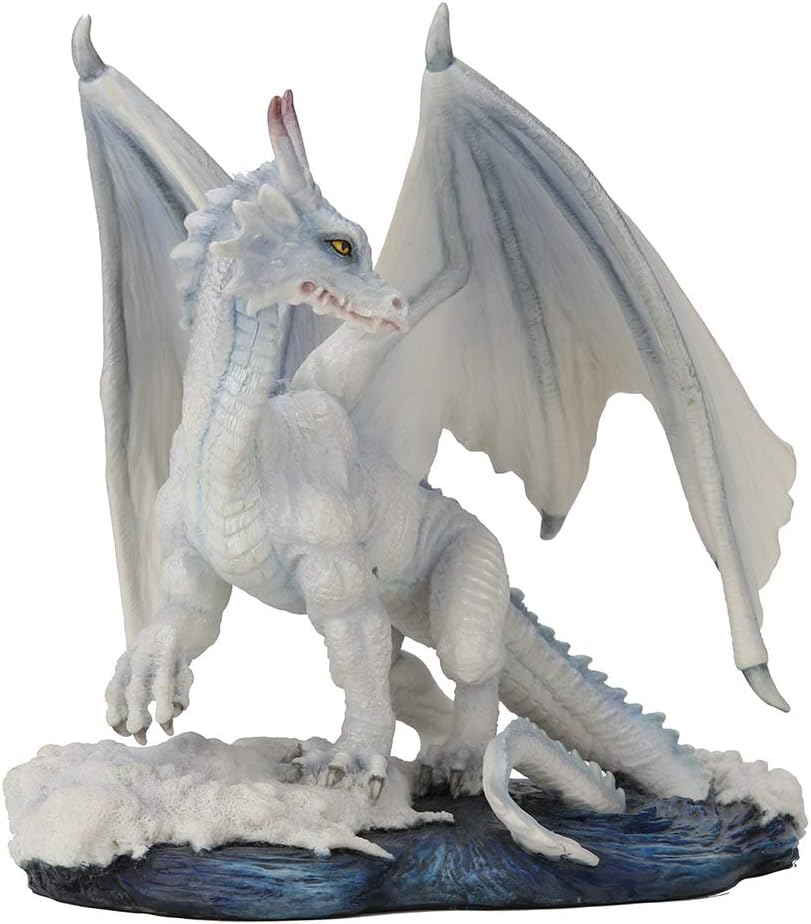 Veronese Design 7.5 Inch Glacial White Dragon Mythical Monster Polyresin Hand Painted Drake Figurine Statue