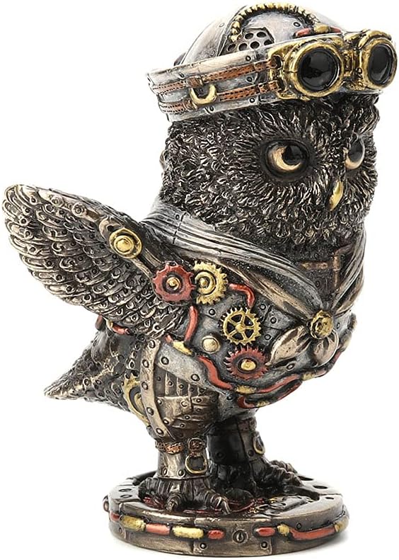 Veronese Design Bronze Finish Dixie Cup Steampunk Submarine Sailor Owl Statue