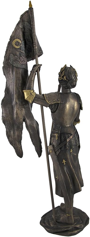 Veronese Bronzed Saint Joan of Arc With Sword and Flag Statue