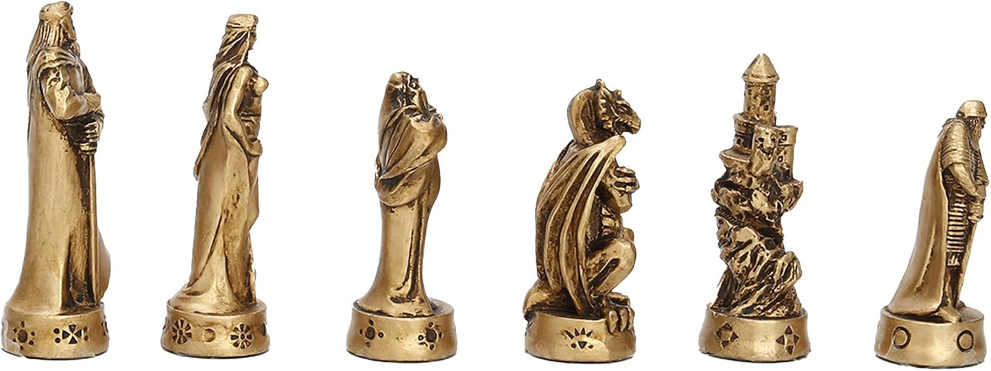 Veronese Design Beautiful Gold and Silver Finish Medieval Fantasy Chess Men Set