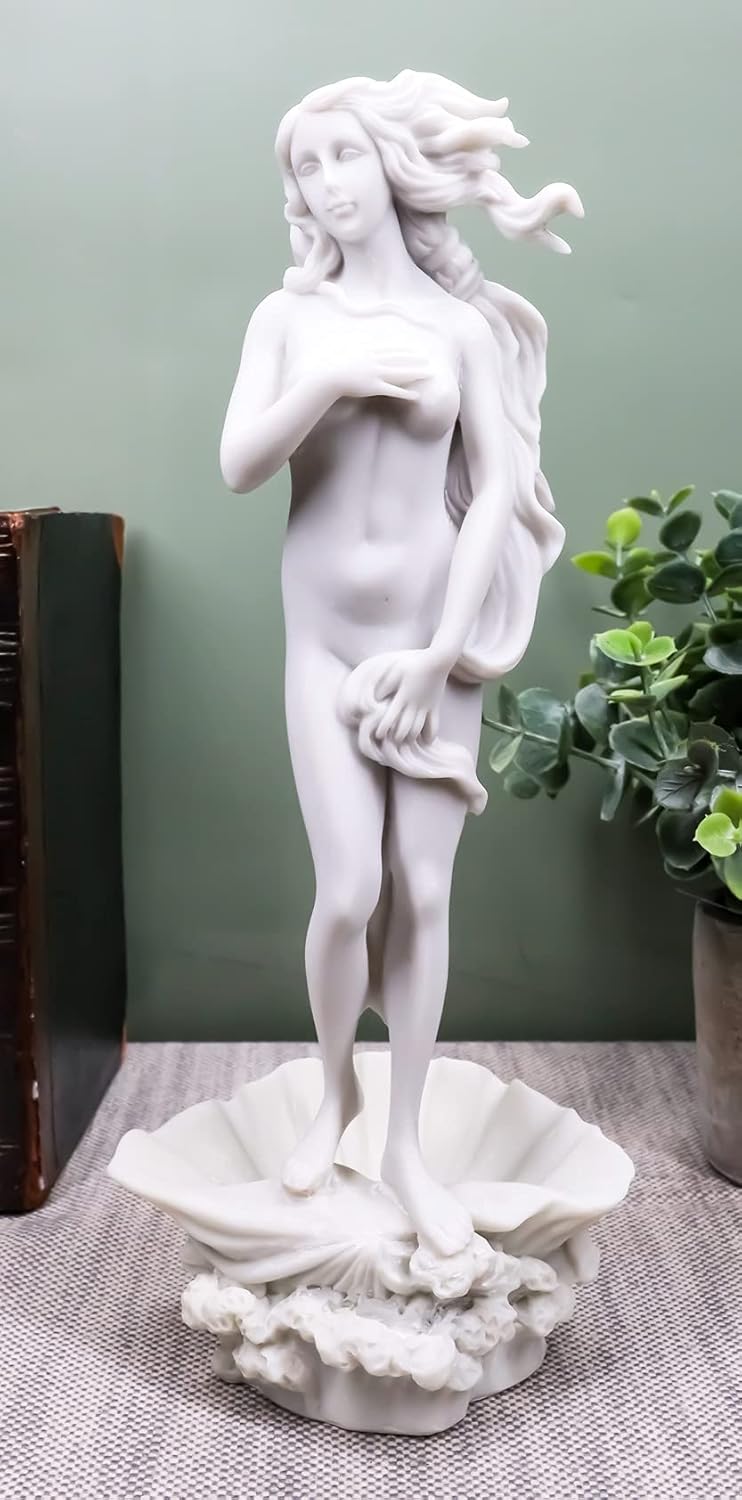 Pacific Trading Ebros Gift Birth of Venus Statue Inspired by Botticelli Figurine of Aphrodite Making Up The Uffizi Museum Decor Sculpture Greek Roman Gods and Goddesses Theme
