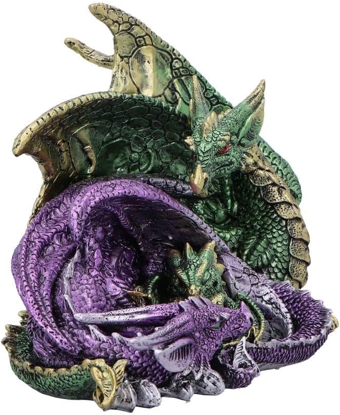 Hand Painted Obsidian Dragon Bust Statue with LED Lights