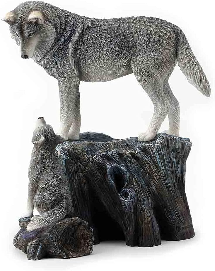 Lisa Parker Guidance Grey Wolf Mother and Child Statue