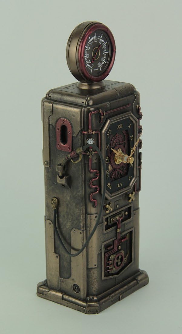 Veronese Design Steampunk Fuel Dispenser Working Clock Tower Statue