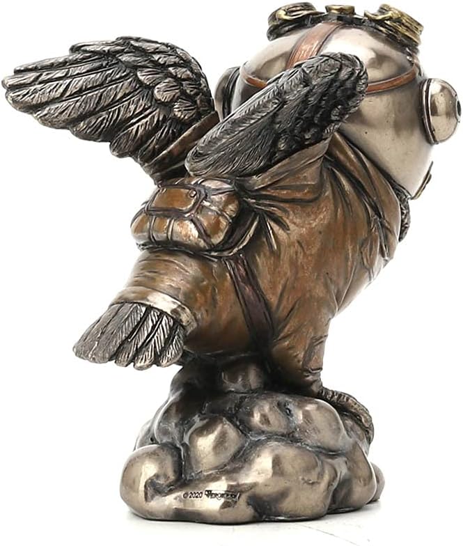 Veronese Design 4 1/8" Flying Ace Aviator Owl Steampunk Cold Cast Bronzed Resin Statue Animal Figurine Military Collectible