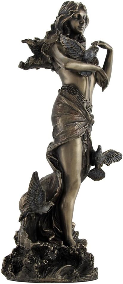 Veronese Design Bronzed Aphrodite with Doves on Scallop Shell Statue