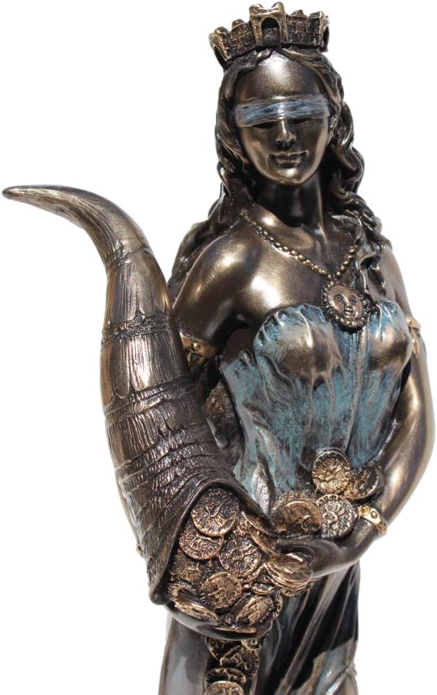 US 11.38 Inch Blinded Greek Goddess Fortuna Cold Cast Bronze Figurine