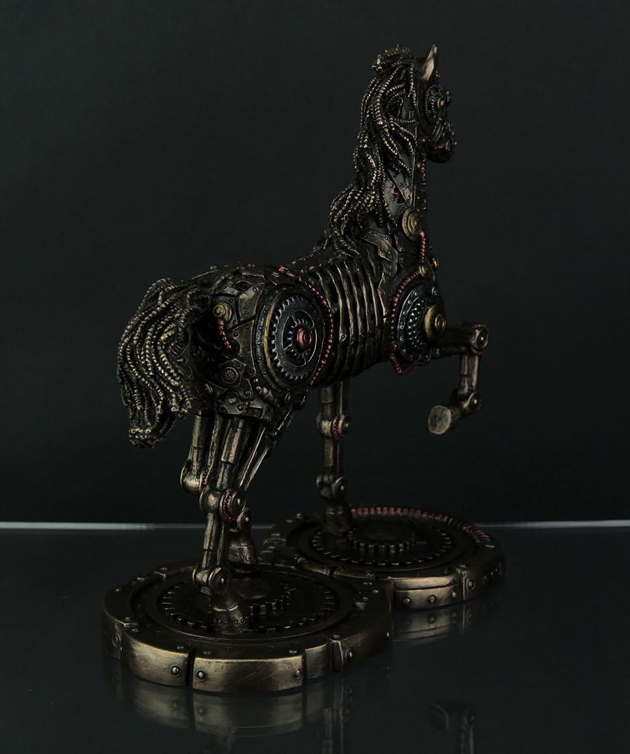 Veronese Incredibly Detailed Steampunk Style Prancing Horse Statue