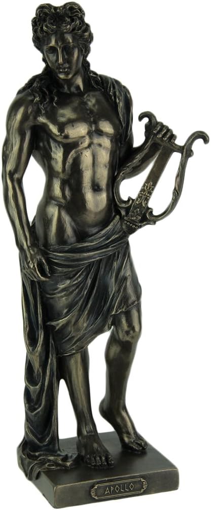Polyresin Posing Greek God Apollo Holding His Lyre Statue